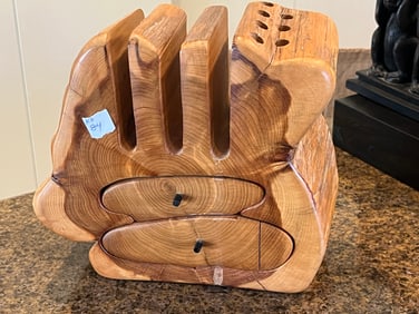 VTG Hand-Carved Wood Desk Organizer by Richard Rothbard