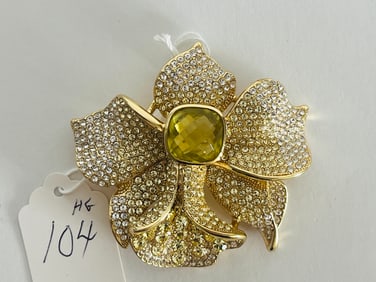 Decorative Gold Crystal Brooch