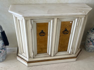 MCM Marble Top Cream/Gold in Color Console Table