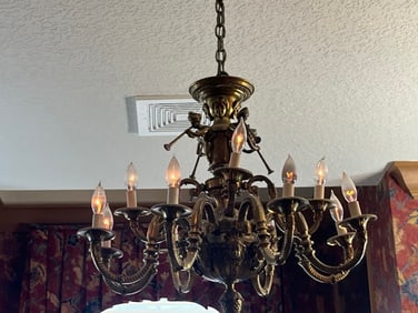 French Bronze 12-lite Chandelier