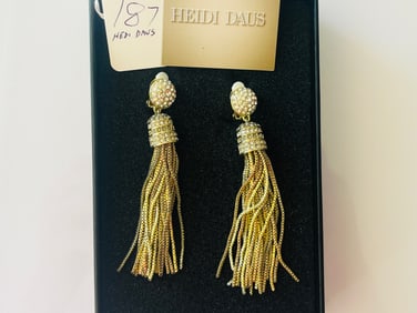 HEDI DAUS Gold Tone Crystal Accent Tassel Earrings