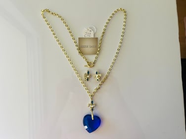 HEDI DAUS 'Lovely L;Amore' Crystal Heart Necklace & Earring Set
