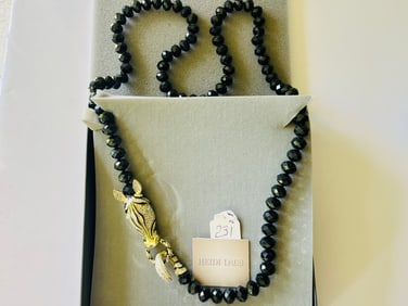 HEDI DAUS 'Zebra Head & Tail' Black Faceted Glass Bead Necklace