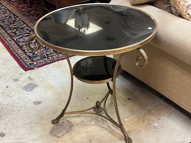 MCM French Gilt Two Tier Bronze Gueridon Tri-Leg Table