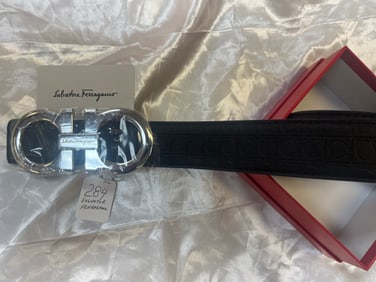 Salvator Ferragamo Reversilble & Adjustable Gancini Black Belt