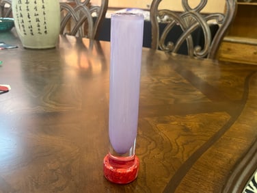 VTG Hand Blown Murano Attributed Lavender with Red Bud Vase