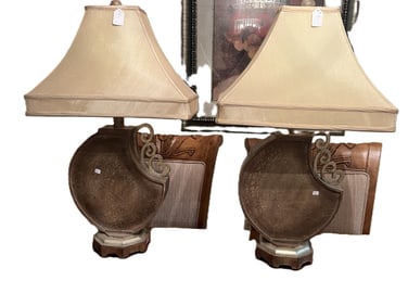 Pair Decorative Shaped Crescent Lamps