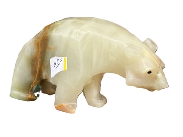Chinese Hand Carved Amber Onyx Bear