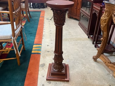 Hand Carved Peruvian Mahogany Pedestal