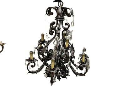 Antique Bronze Finish Metal, Crystal Chandelier