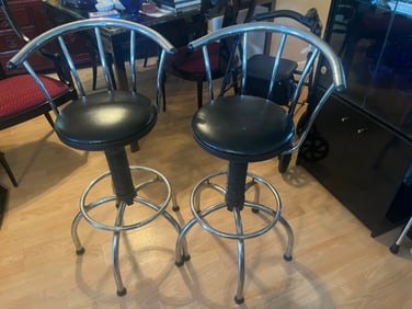 2-VTG Chrome Adjustable Swivel Bar Stools