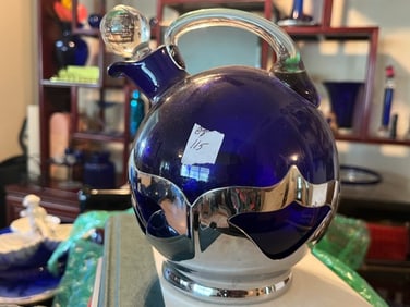 VTG Cambridge Cobalt Blue with Chrome Decanter