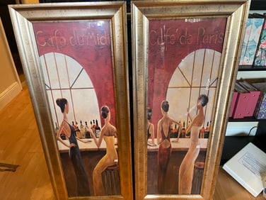 Gold Framed 41x16.5 French Café Prints