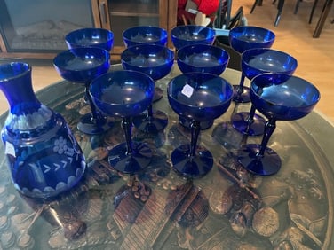11-VTG Cobalt Blue Margarita Cocktail Glasses
