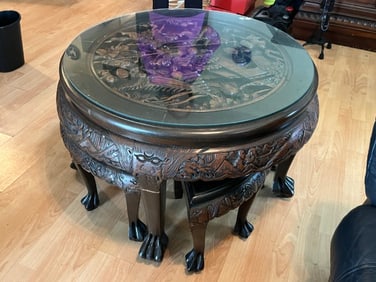 VTG Hand Carved Chinese Tea Table