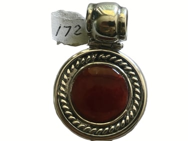 Carnelian Agate set in .950 Sterling Bezel Pendant