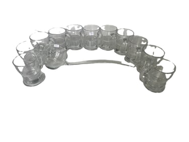 (11) VTG Punch Bowl Mugs w/Glass Ladle