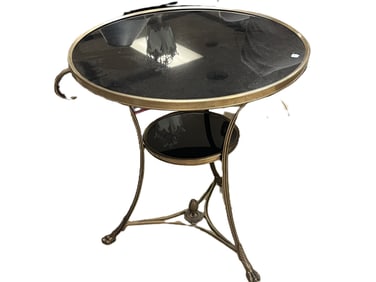 MCM French Gilt Two Tier Bronze Gueridon Tri-Leg Table