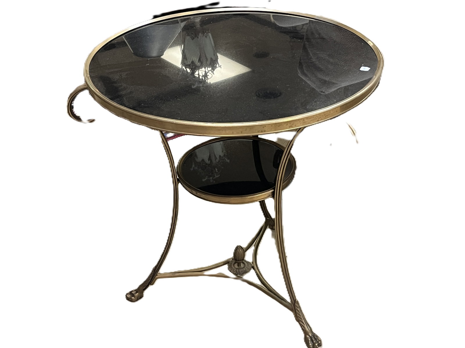 MCM French Gilt Two Tier Bronze Gueridon Tri-Leg Table (1 of 4)