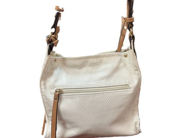 Sondra Roberts Squared Shoulder Bag w/White Cream Snakeskin