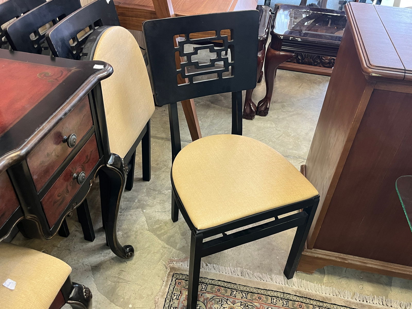 Mid Cent. 4-Black Oriental Folding Chairs (1 of 3)