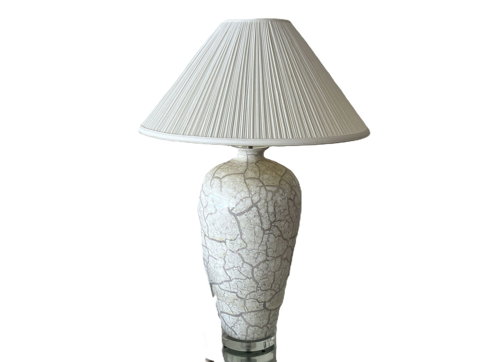 VTG MCM Pair Ceramic Crackel Glaze Finish Lamps with Acrylic Bases: VTG MCM Pair Ceramic Crackel Glaze Finish Lamps with Acrylic Bases. 34.5"h