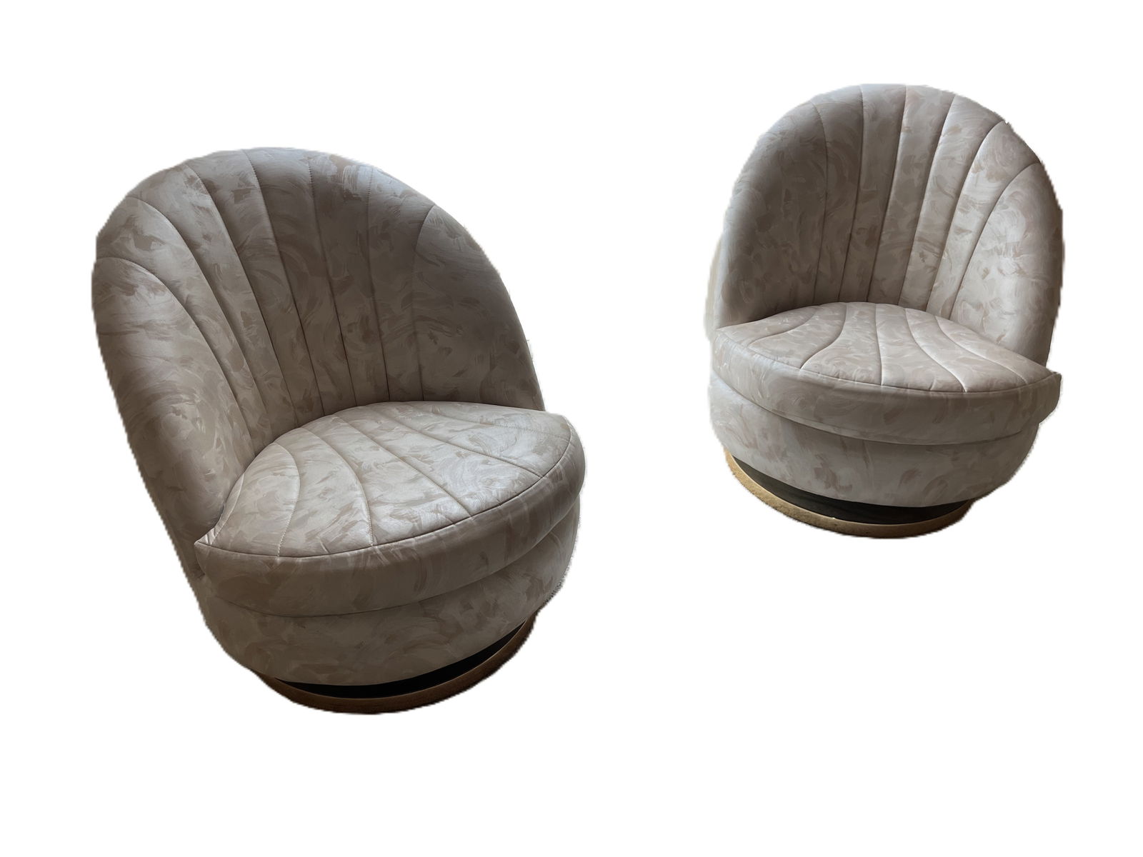 Pair THAYER COGGIN MCM Milo Baughman Tilt Swivel Chair Cream Color Brass Base: Pair THAYER COGGIN MCM Milo Baughman Tilt Swivel Chair Cream Color Brass Base 1980’s