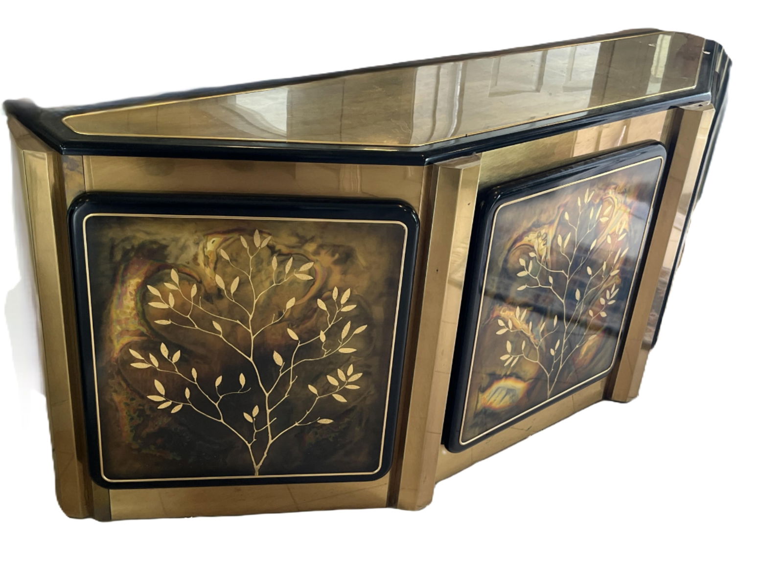 BERNHARD ROHNE MCM Credenza for Mastercraft, featuring an etched ''Tree of Life" design (1 of 3)