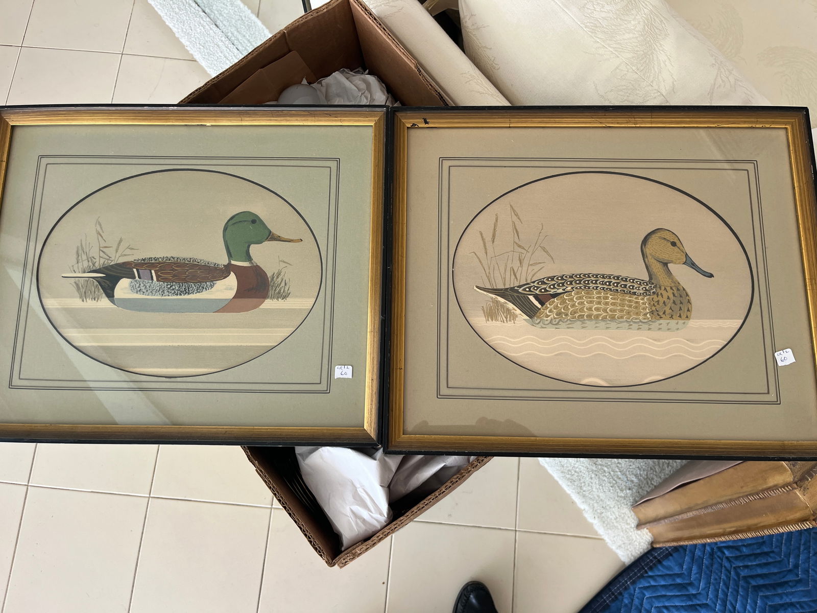 (2) Black & Gold Frame Prints 'Ducks' (1 of 3)