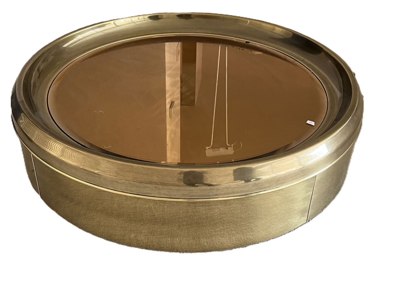 VTG Mastercraft Brass-Framed Round Coffee Table with a Beveled Bronze Mirror Top (1 of 3)