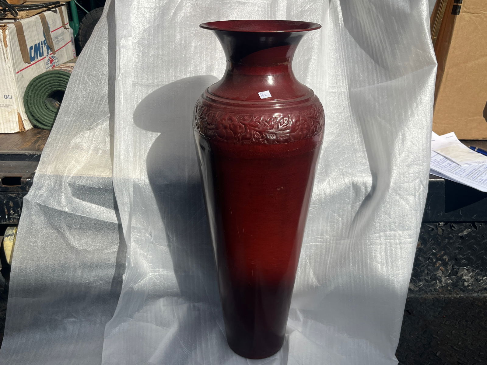 Brown Painted Metal Vase (1 of 3)