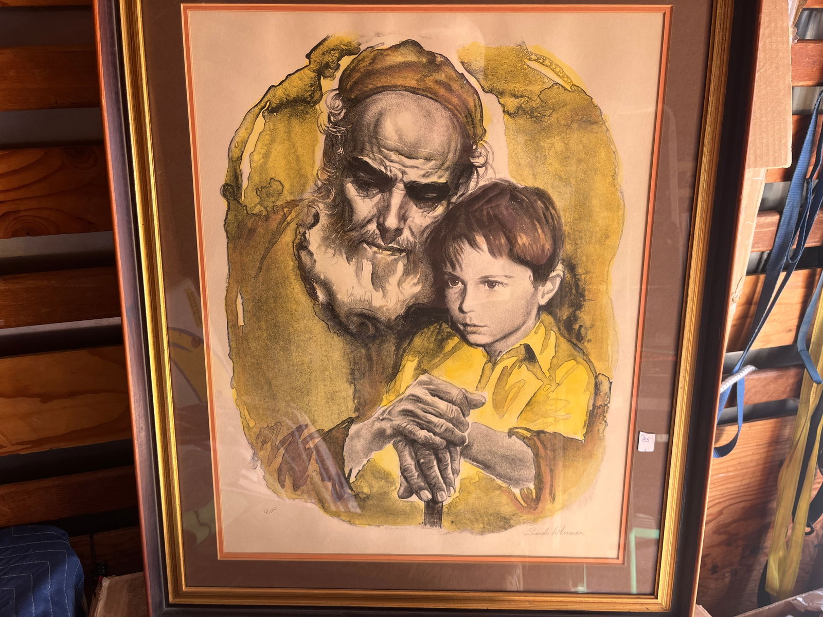 SANDU LIBERMAN (1923-1977) Litho A/P 'Father & Son': SANDU LIBERMAN (1923-1977)Litho A/P 'Father & Son' 24x19