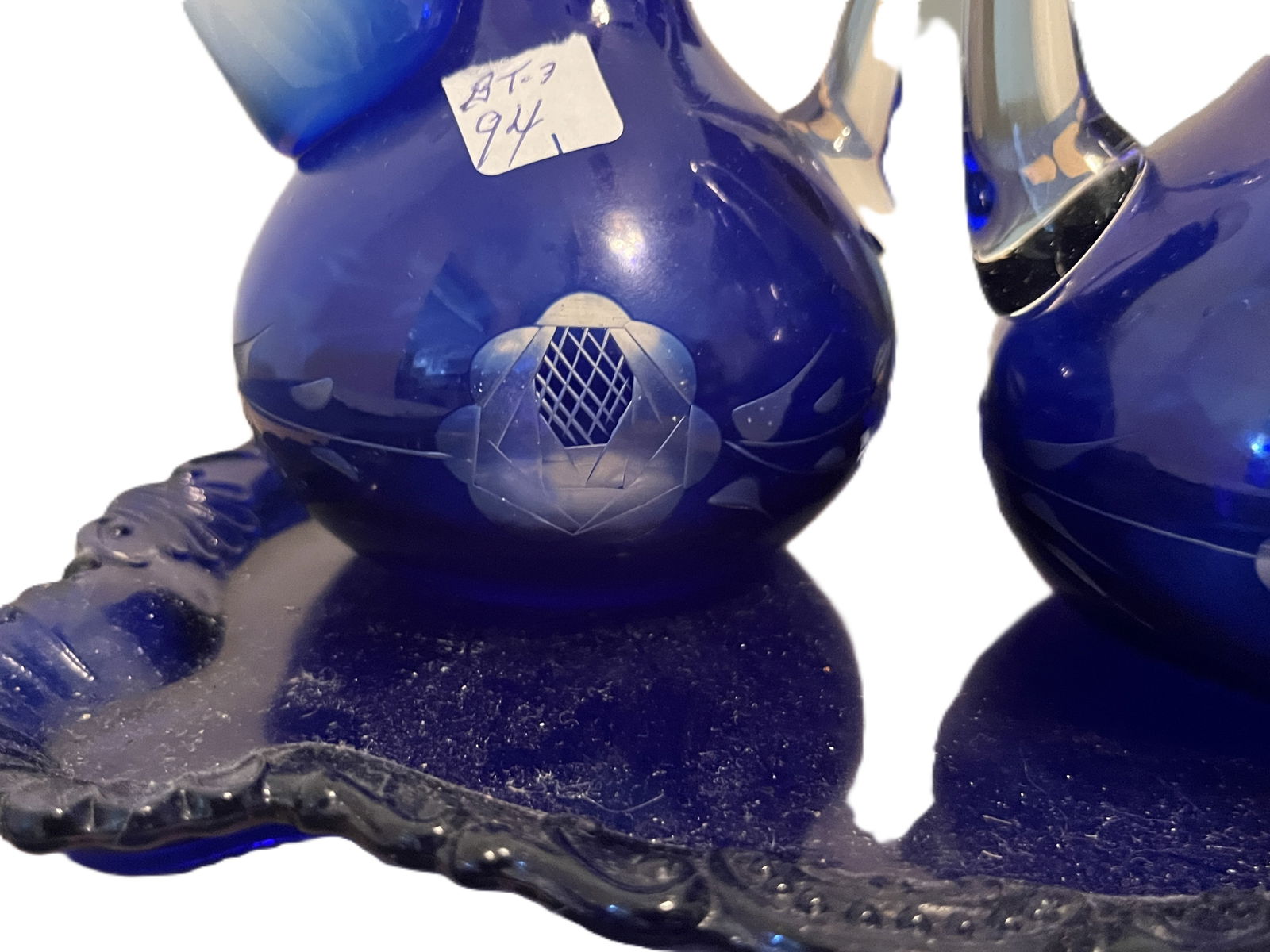 VTG Cobalt Blue Vinegar-Oil-Tray-Salt/Pepper-Pitcher-Footed Divided Candy Dish: VTG Cobalt Blue Vinegar-Oil-Tray-Salt/Pepper-Pitcher-Footed Divided Candy Dish