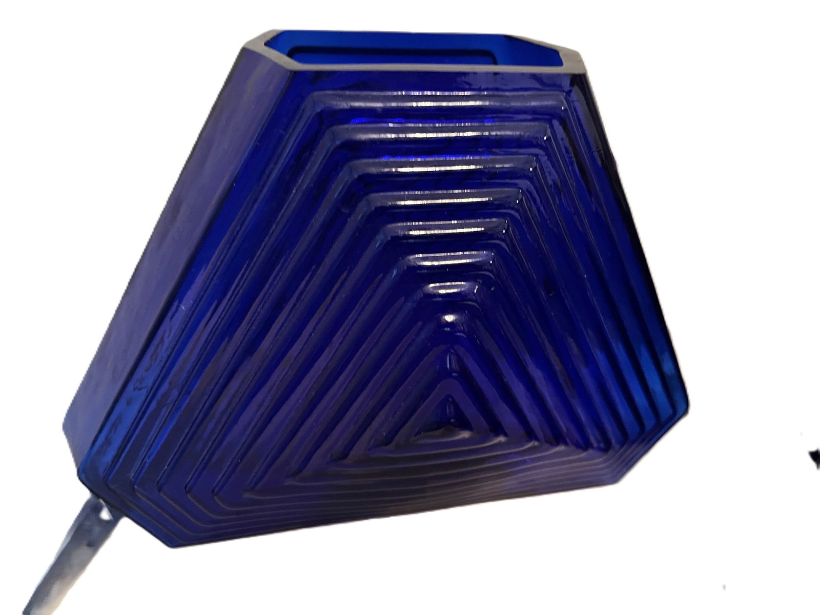 VTG Cobalt Blue Imperial Glass Lace Edge Bowl & Blenko Pyramid Vase: VTG Cobalt Blue Imperial Glass Lace Edge Bowl & Blenko Pyramid Vase