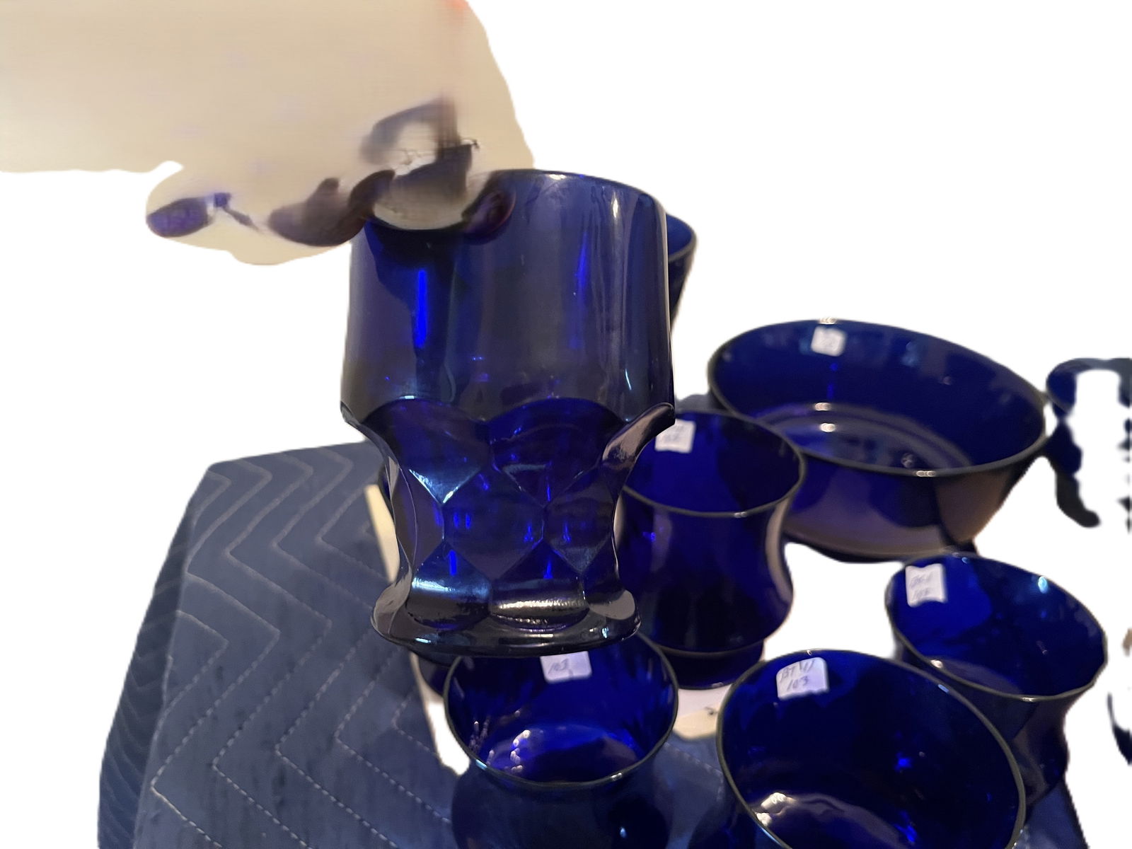 (11) Cobalt Blue Unlike Items: RAYMOND SOBOTA Design for this VTG Century Furniture MCM Chin Hua Chinoiserie-style Cabinet (was used as an entertainment cabinet), 84.25h x 35w x 18d