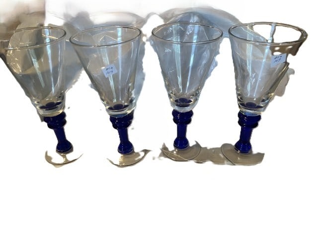 VTG Jackie Lynd Cobalt Base Cordials from the Jazz Line 1930's: VTG Jackie Lynd Cobalt Base Cordials from the Jazz Line 1930's