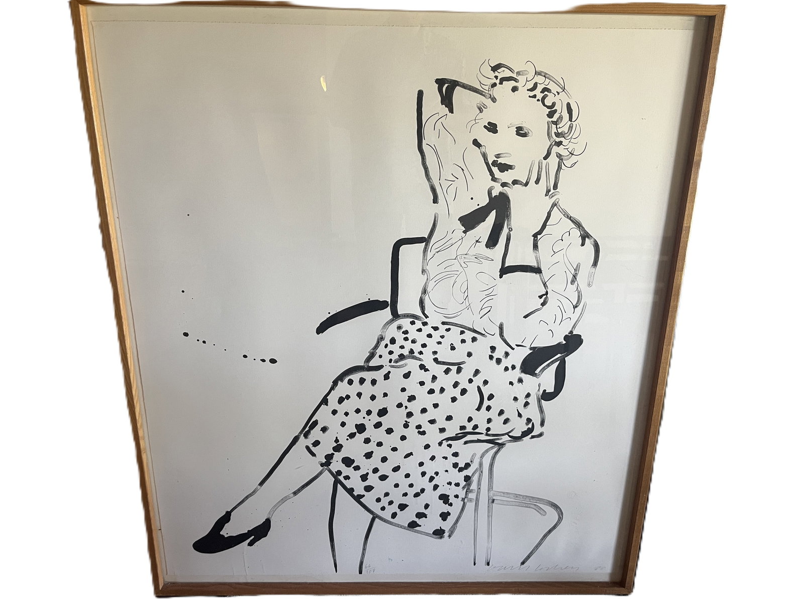 David Hockney (Born-1937) Litho 66/100 'Celia in a Polka Dot Skirt' 1980: David Hockney (Born-1937) Litho 66/100 'Celia in a Polka Dot Skirt' 1980