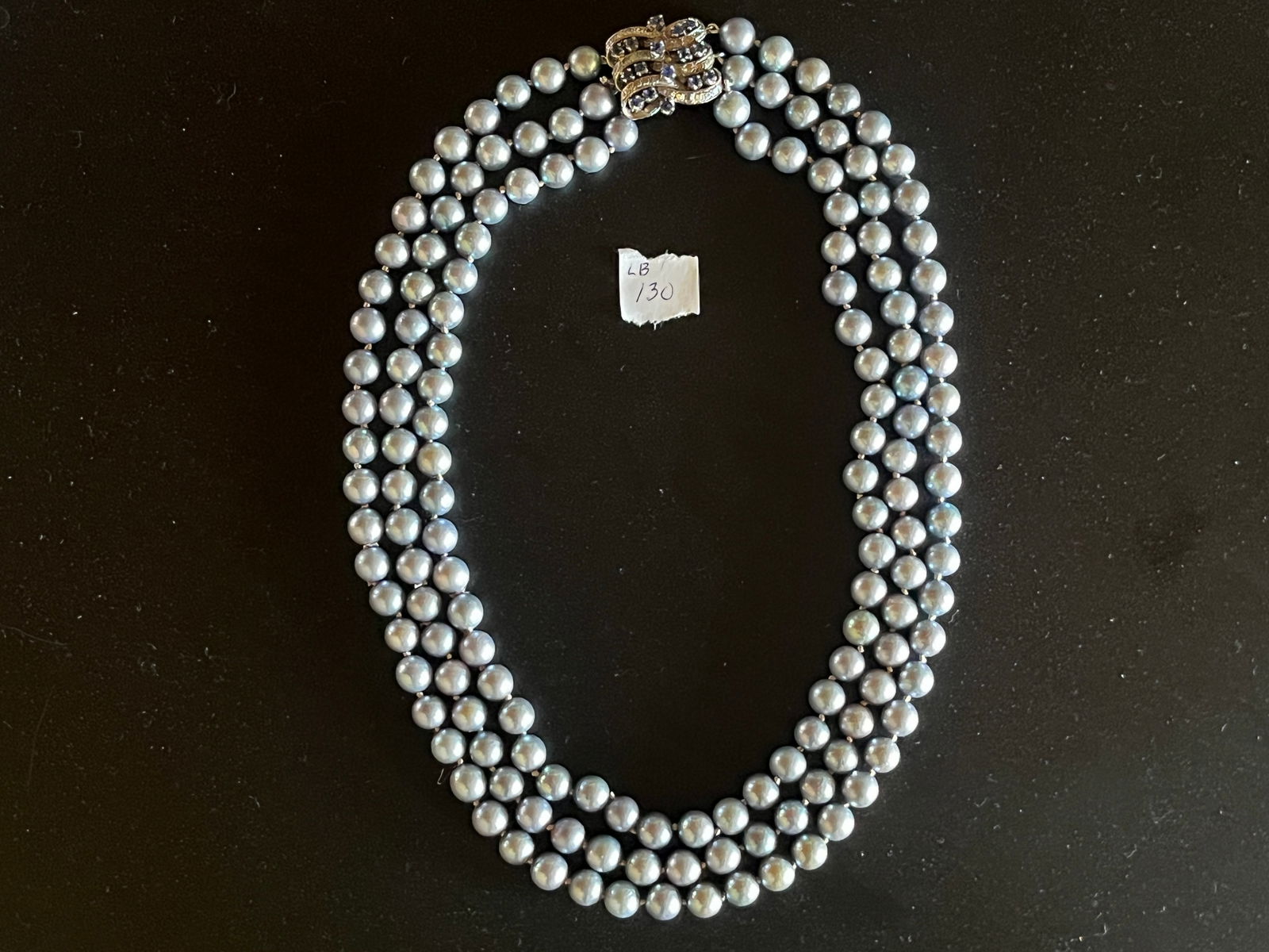VTG 3-Strand Silver Pearl Necklace (1 of 3)