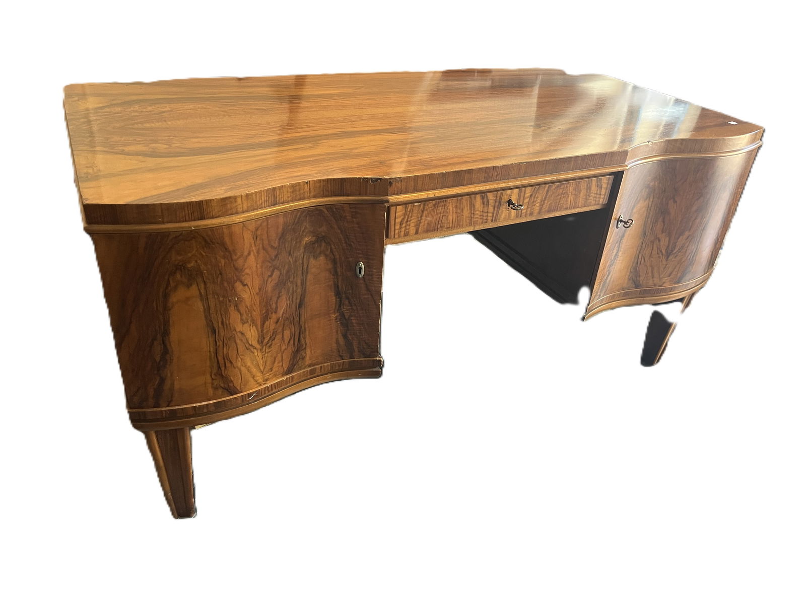 French Deco Walnut Pedestal Desk (1 of 8)