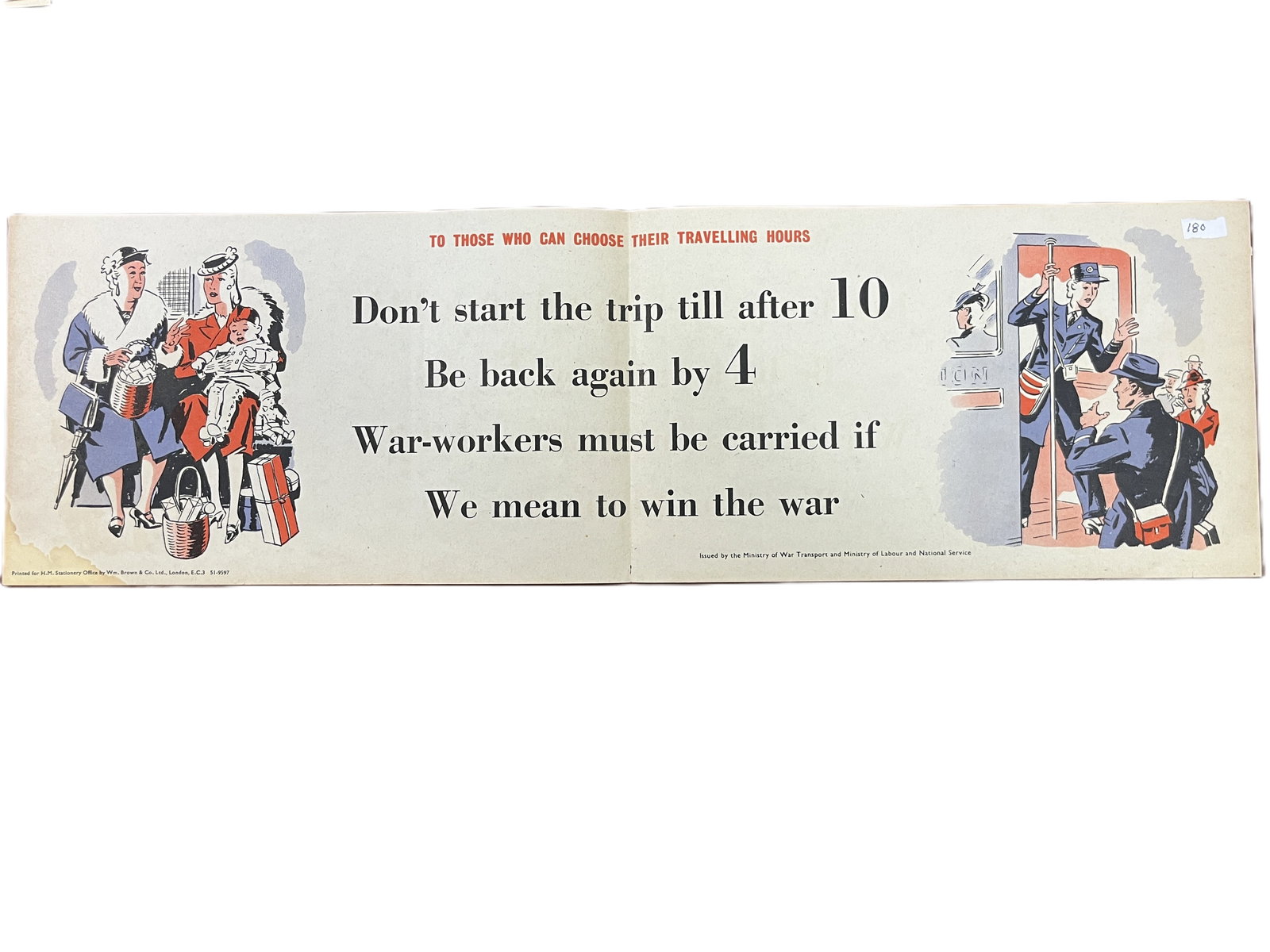 WW11 Poster 'To Those Who Can Choose Their Travel Hours': WW11 Poster 'To Those Who Can Choose Their Travel Hours' 6x20