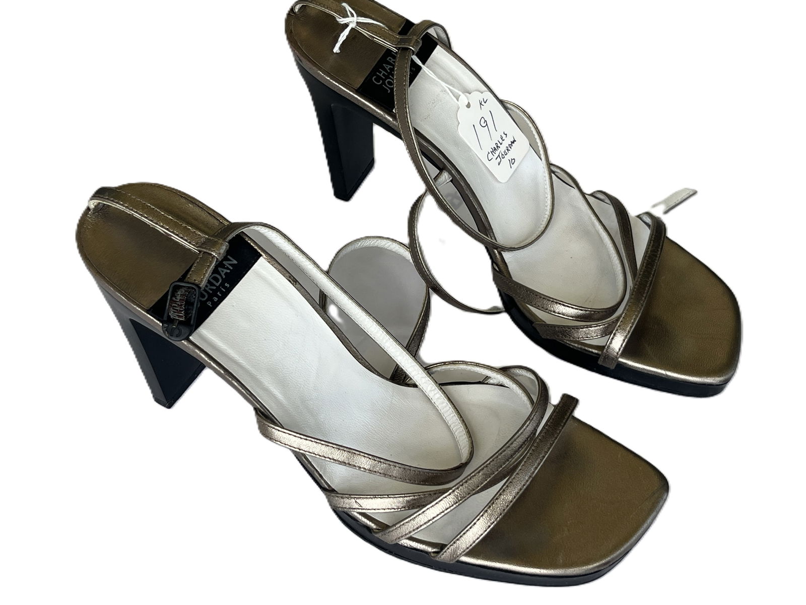 CHARLES JOURDAN-Paris bronze strappy sandals (1 of 4)