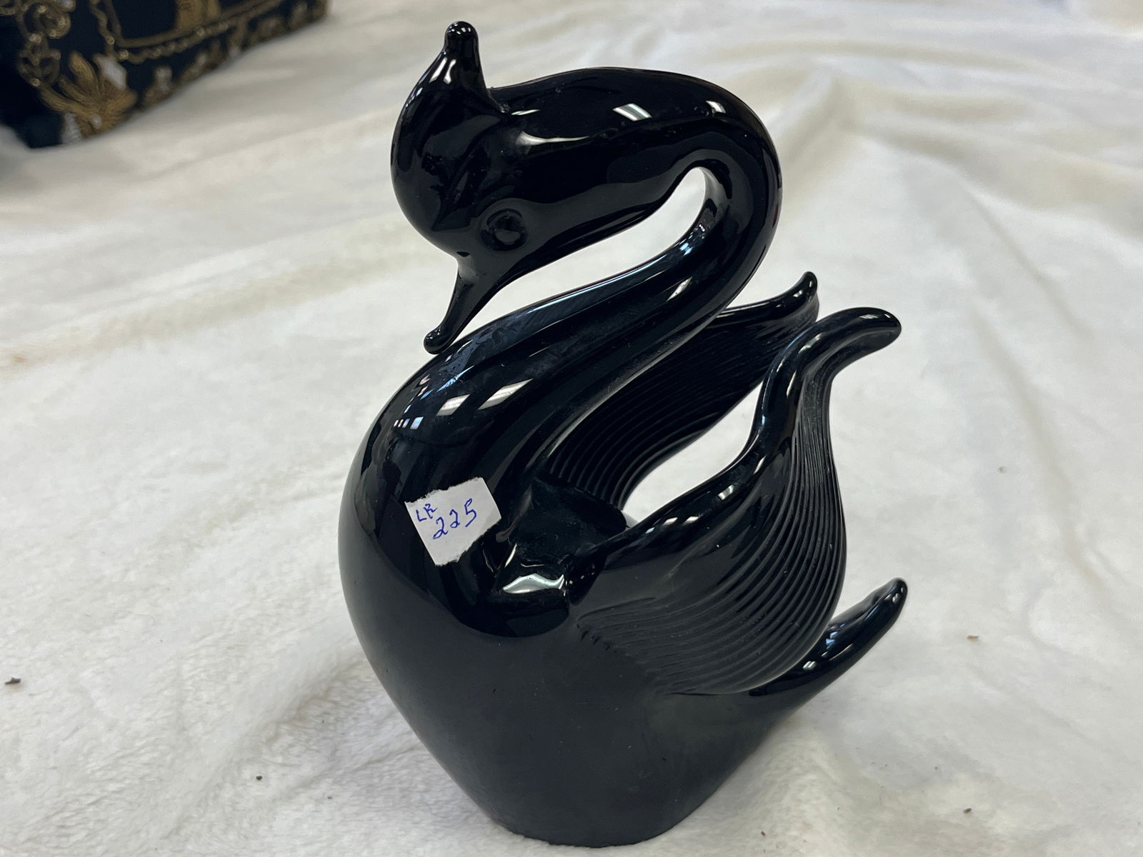 MCM Murano Black Glass Swan Figurine, 7.5"h (1 of 3)