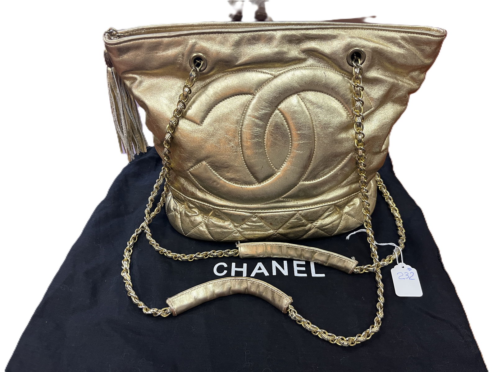 Chanel Metallic Gold Finish Caviar Leather or Calfskin Timeless Soft Tote: Chanel Metallic Gold Finish Caviar Leather or Calfskin Timeless Soft Tote