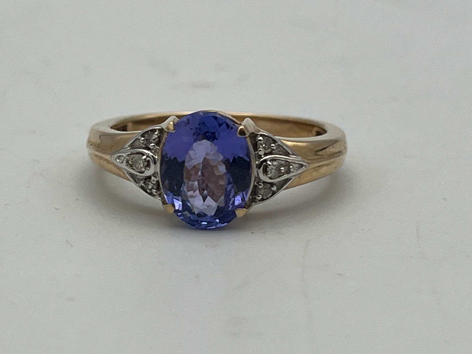 14k YG Tanzanite Diamond Ring size 7 (tested) (1 of 4)
