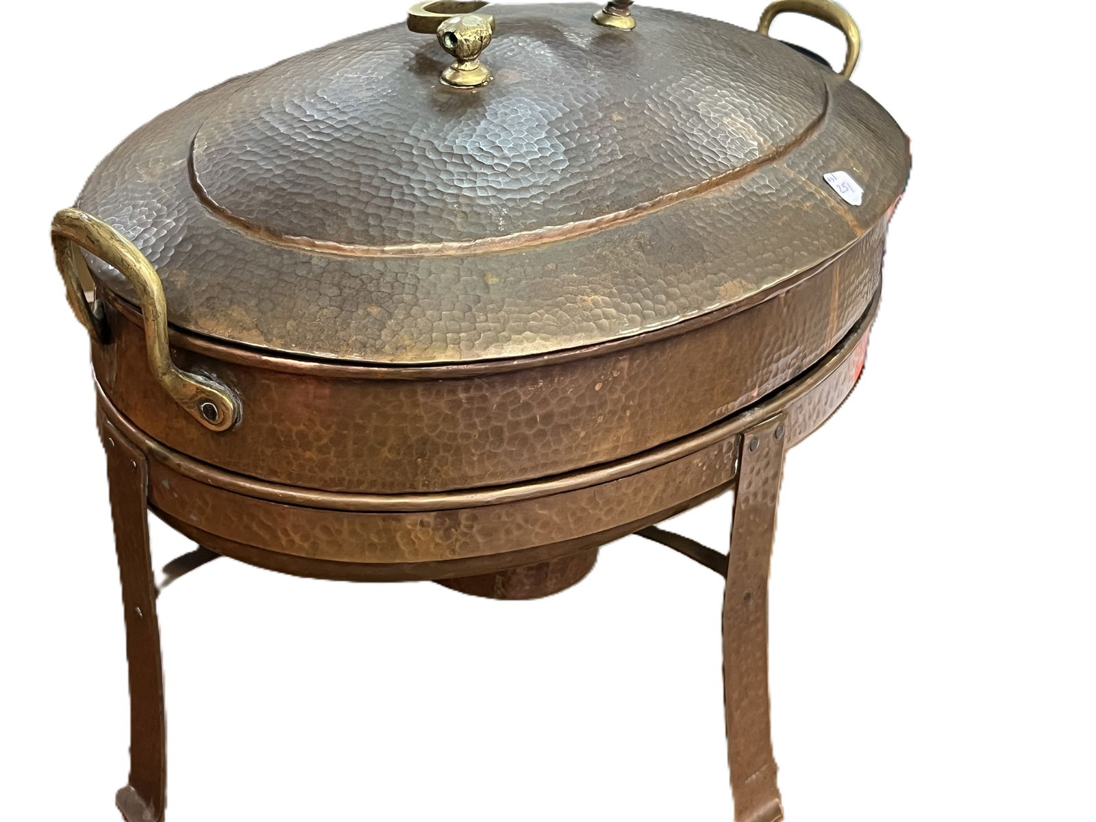 Silver Linned Hammered Copper Chafing Dish (1 of 4)