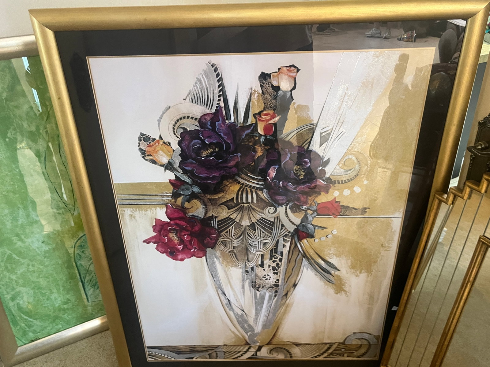 Gold Frame Floral Print, Frame 55x43.5 (1 of 1)