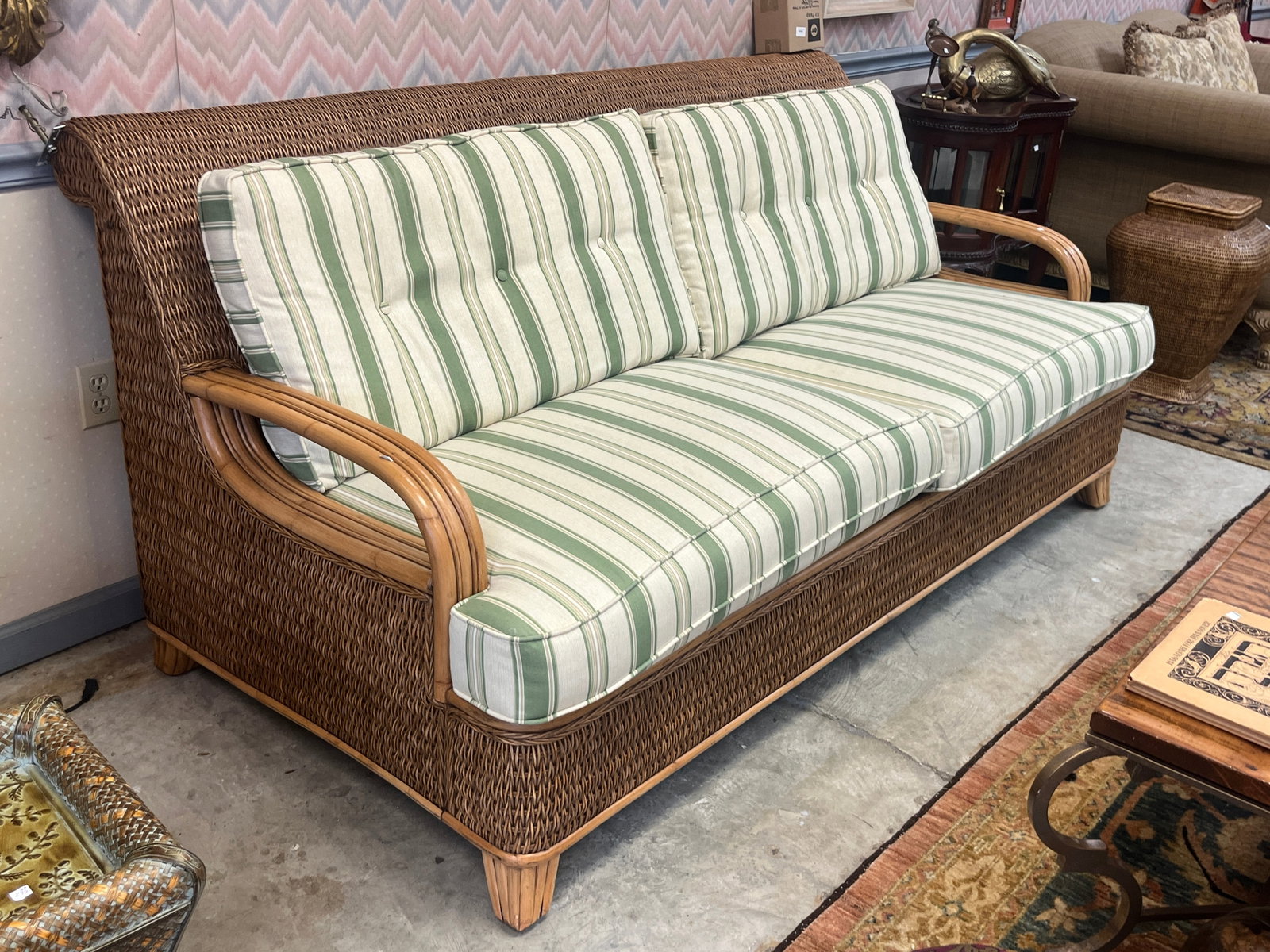 Braxton Culler Coastal Wicker Queen Sleeper Sofa with Unused Air?Mattress, in the Style of Tommy (1 of 7)