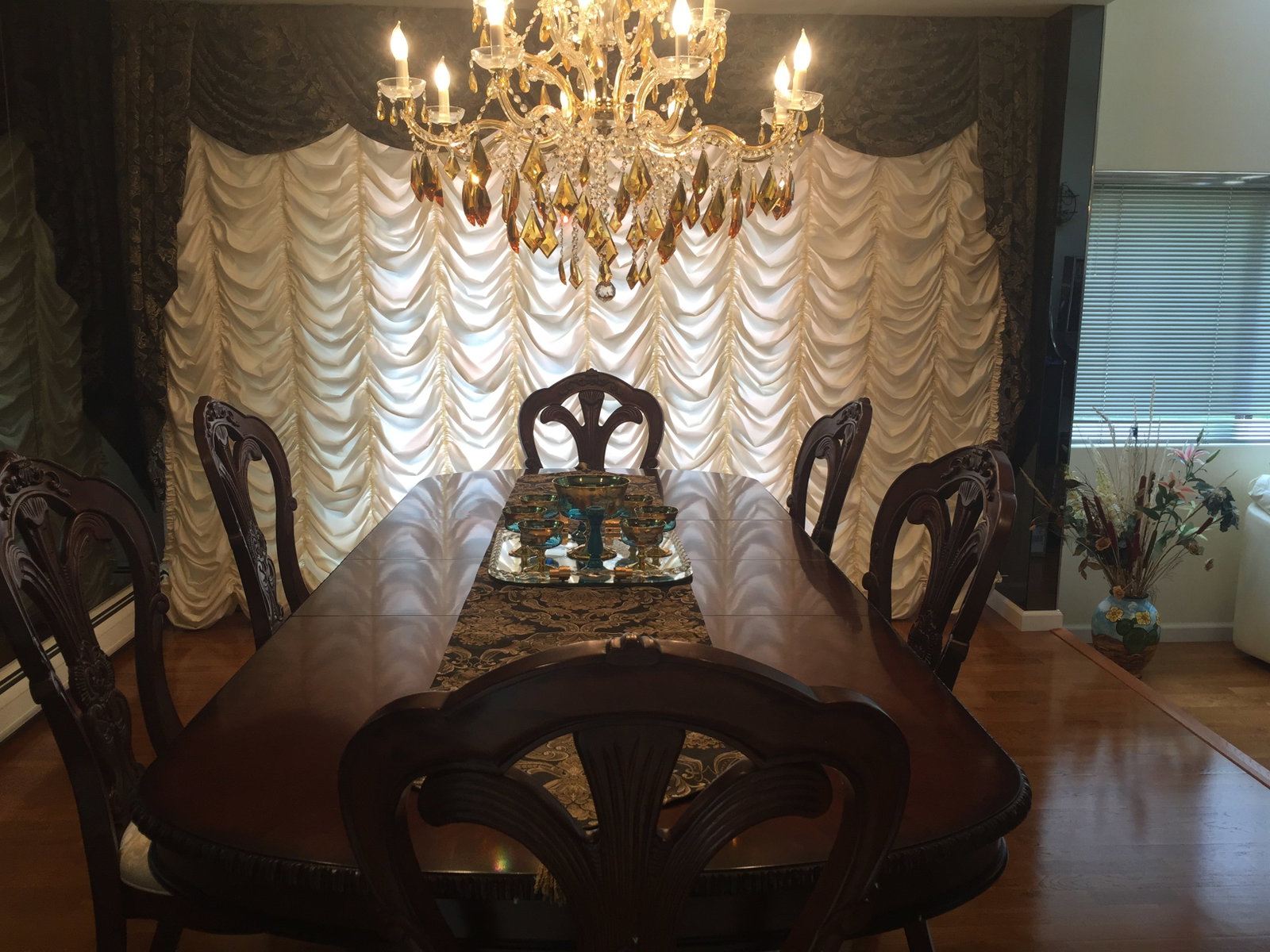 Factory Purchased in Murano this Large Maria Theresa Style Murano 12-Light Crystal with Amber Glass (1 of 2)
