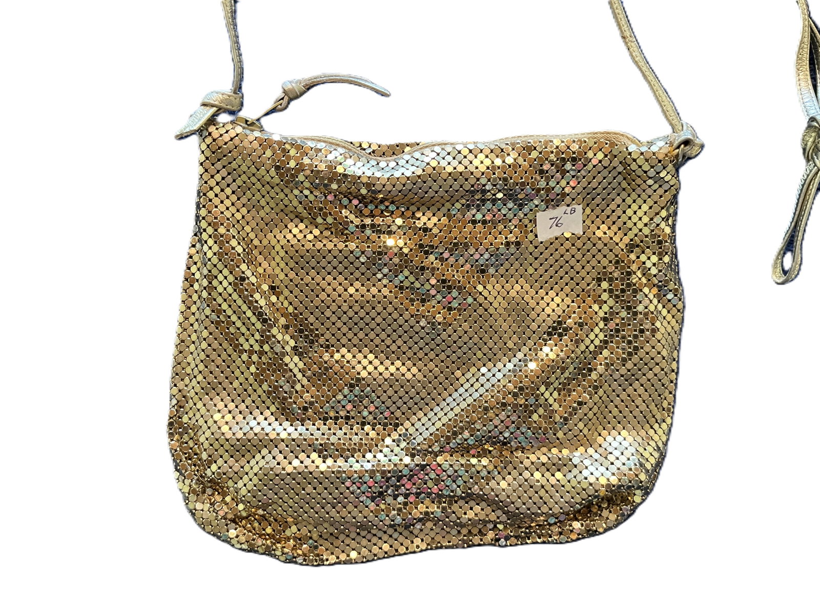 Vintage Gold Mesh Shoulder Bag, 7"H × 7.5"W (1 of 3)