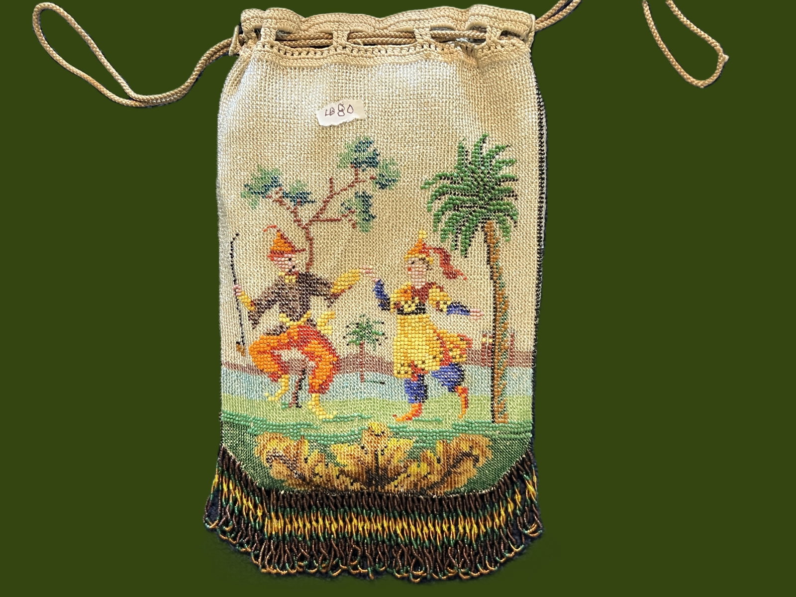 Antique Beaded Purse with Orientalist Figures, 7x4 (1 of 2)